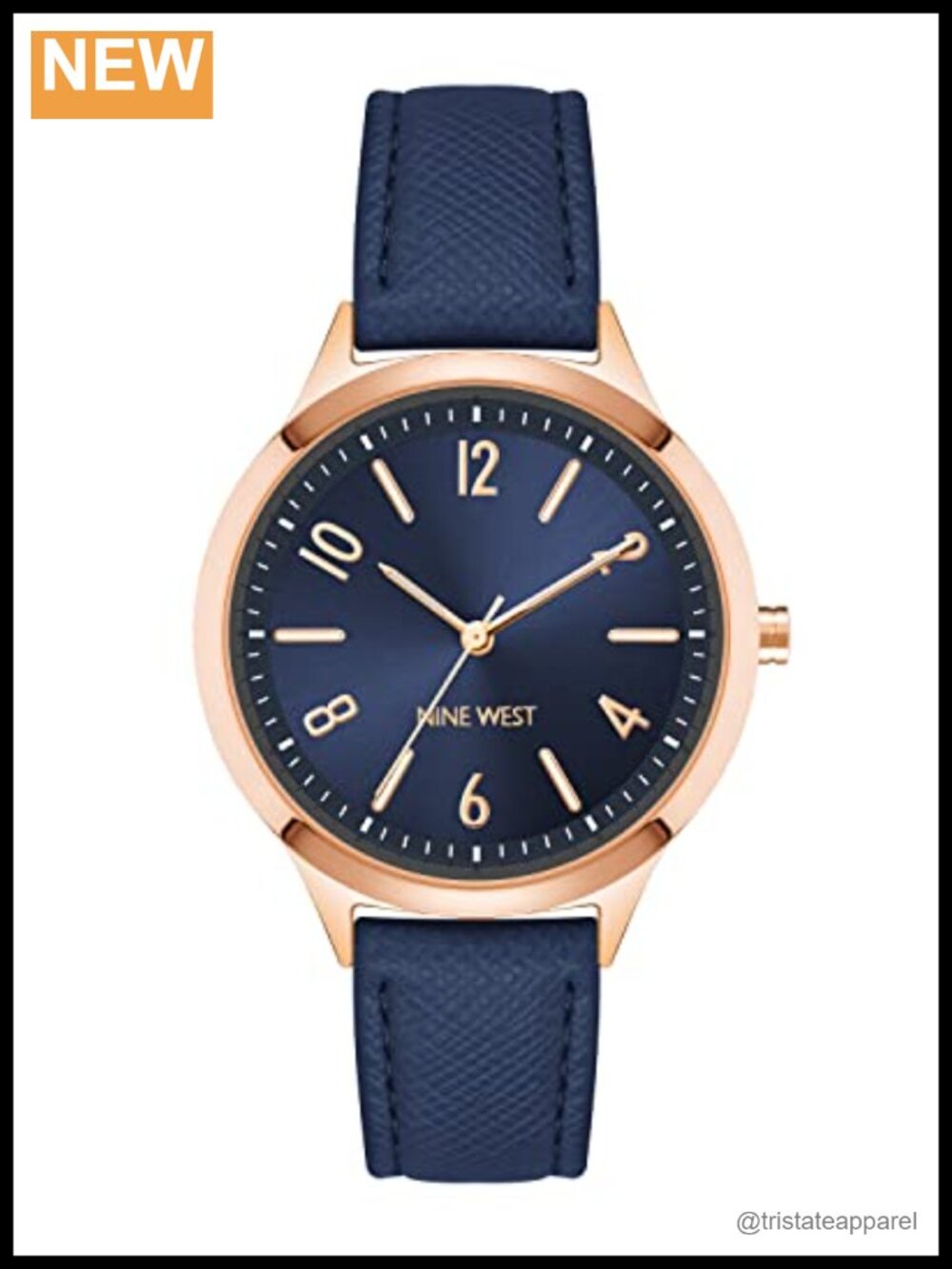 Faux Leather Strap Watch with Sunray Dial & Rose Gold-Tone Hands - NW/2836